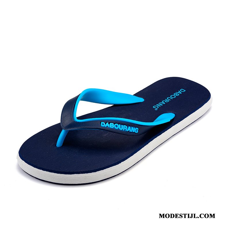 Heren Flip Flops Kopen Zomer Mode Casual Bovenkleding Antislip Blauw Zandkleur