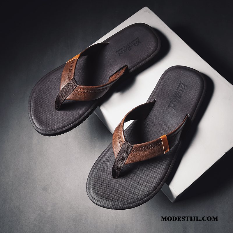 Heren Flip Flops Korting 2019 Bovenkleding Zomer Persoonlijk Schoenen Zandkleur Zwart