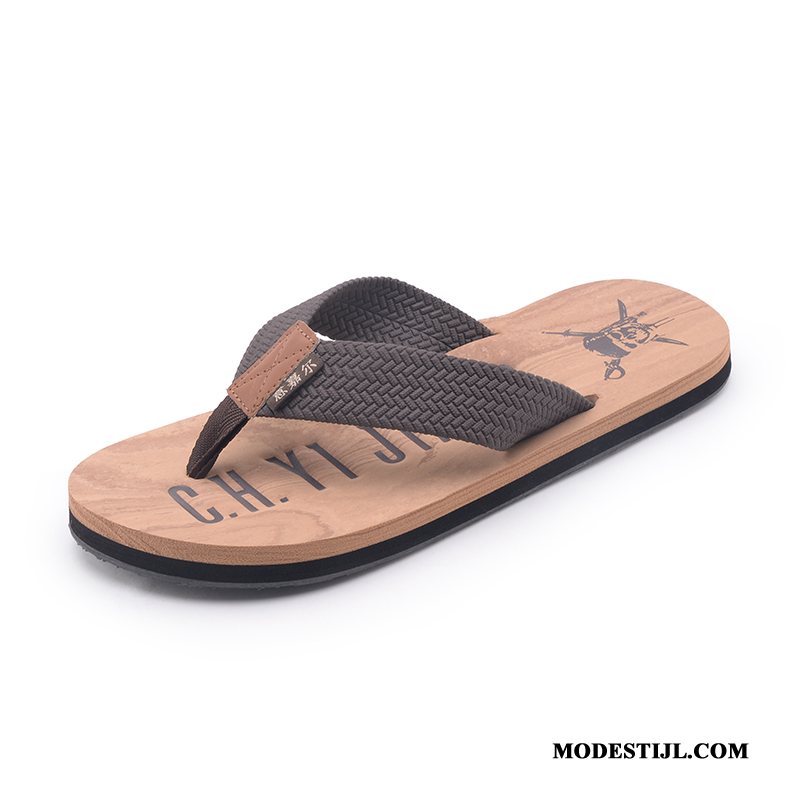 Heren Flip Flops Korting Grote Maten Schoenen Antislip Slijtvastheid Zomer Zandkleur Rood