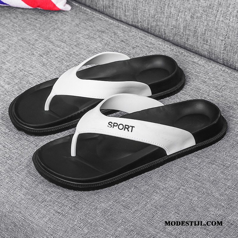 Heren Flip Flops Korting Mannen Rubber Zachte Zolen Persoonlijk Antislip Zandkleur Zwart