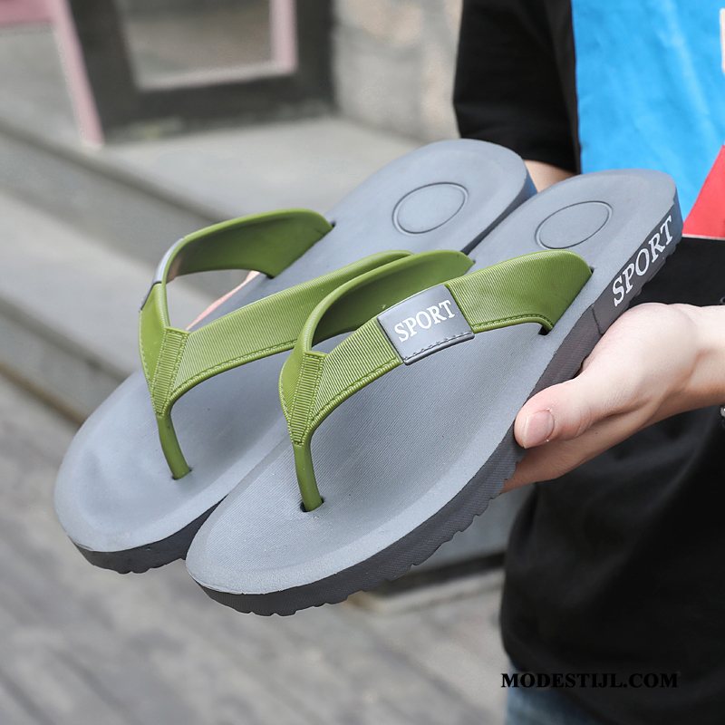 Heren Flip Flops Korting Mannen Rubber Zachte Zolen Persoonlijk Antislip Zandkleur Zwart