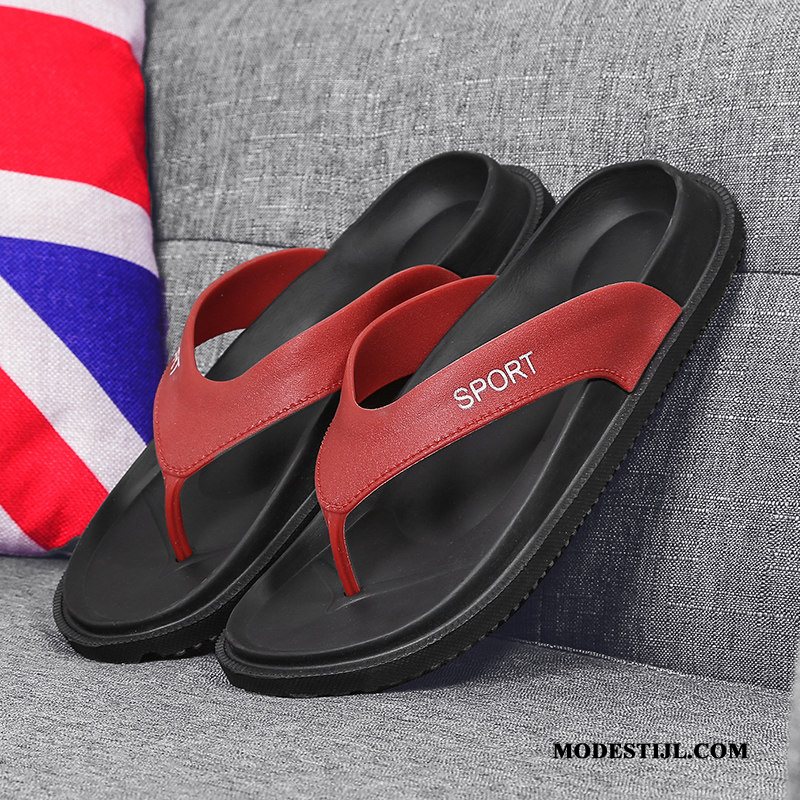 Heren Flip Flops Korting Mannen Rubber Zachte Zolen Persoonlijk Antislip Zandkleur Zwart