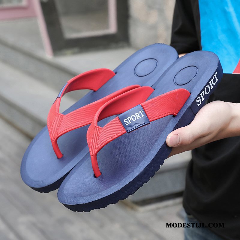 Heren Flip Flops Korting Mannen Rubber Zachte Zolen Persoonlijk Antislip Zandkleur Zwart