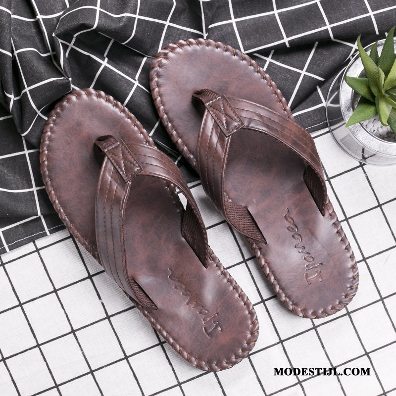 Heren Flip Flops Korting Slipper Trends Bovenkleding Antislip Mannen Zandkleur Bruine