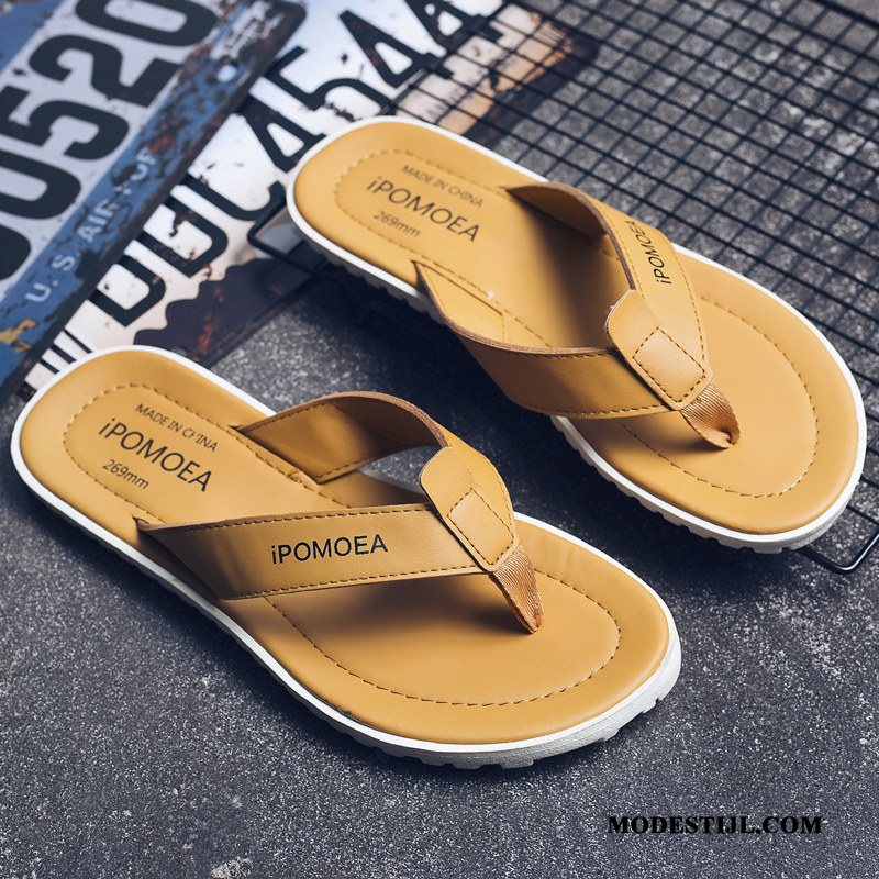 Heren Flip Flops Korting Slipper Trends Bovenkleding Antislip Mannen Zandkleur Bruine