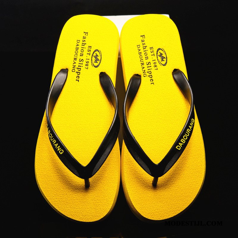 Heren Flip Flops Online Outdoor Antislip Mode Zomer Pantoffels Zandkleur Groen