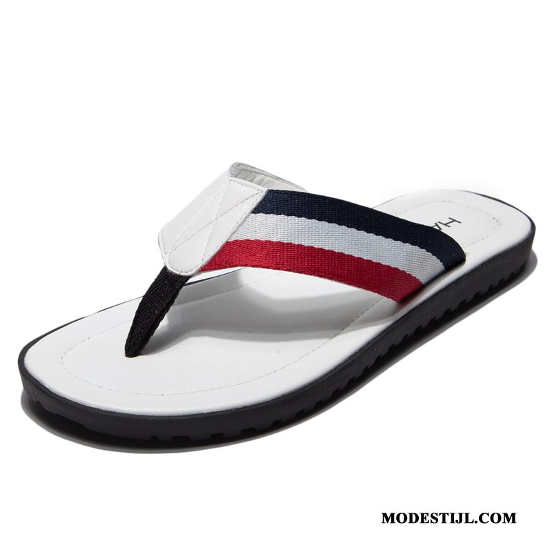 Heren Flip Flops Online Pantoffels Mode Mannen 2019 Casual Zandkleur Wit