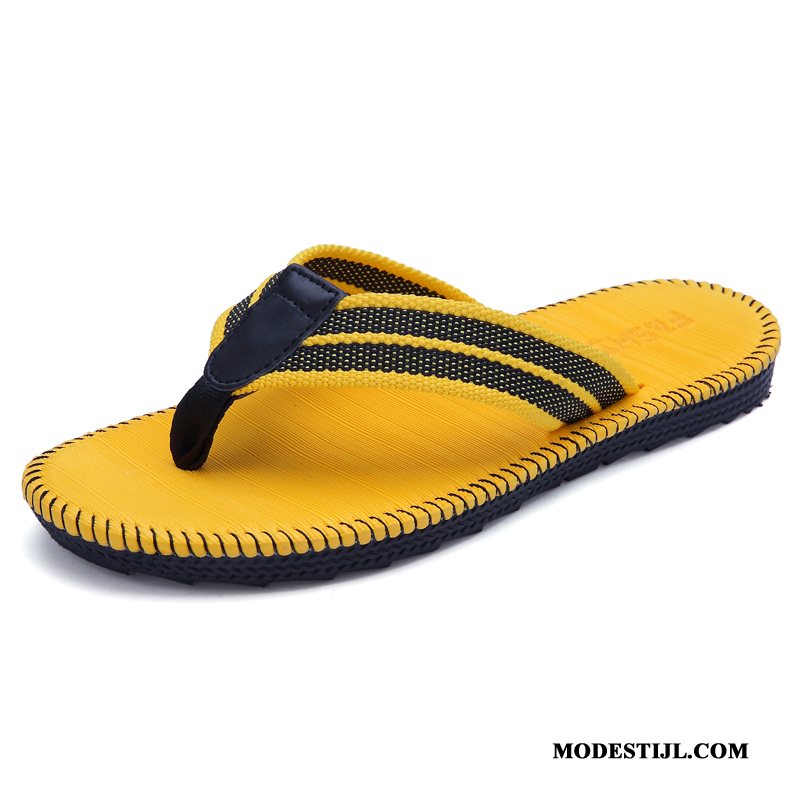 Heren Flip Flops Online Student Pantoffels Antislip Zomer Schoenen Zandkleur Geel