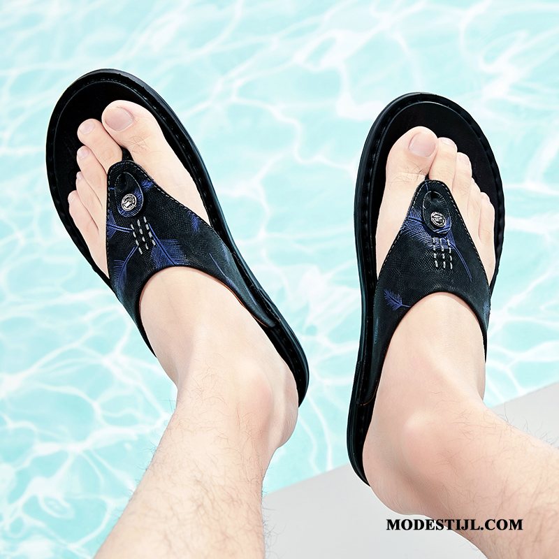 Heren Flip Flops Online Trend Pantoffels Persoonlijk Alle Wedstrijden Mannen Zwart