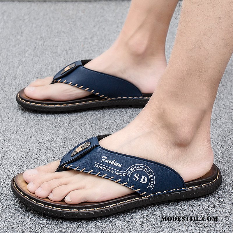 Heren Flip Flops Sale Mannen Pantoffels Trend Outdoor Schoenen Donkerblauw Zandkleur