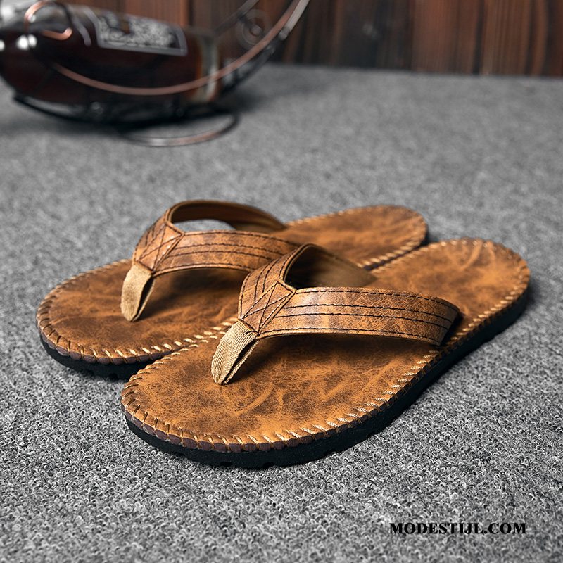 Heren Flip Flops Sale Mannen Slipper Bovenkleding Trend Pantoffels Zandkleur Zwart