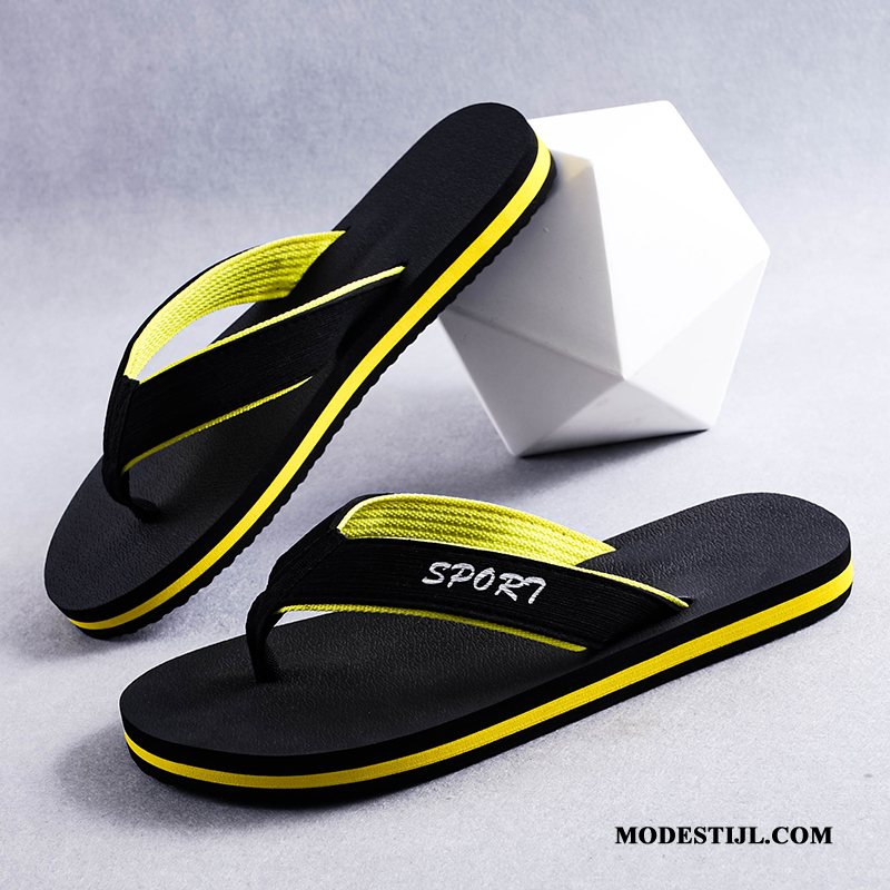Heren Flip Flops Sale Mode Persoonlijk Bovenkleding Sandaal Antislip Zandkleur Zwart