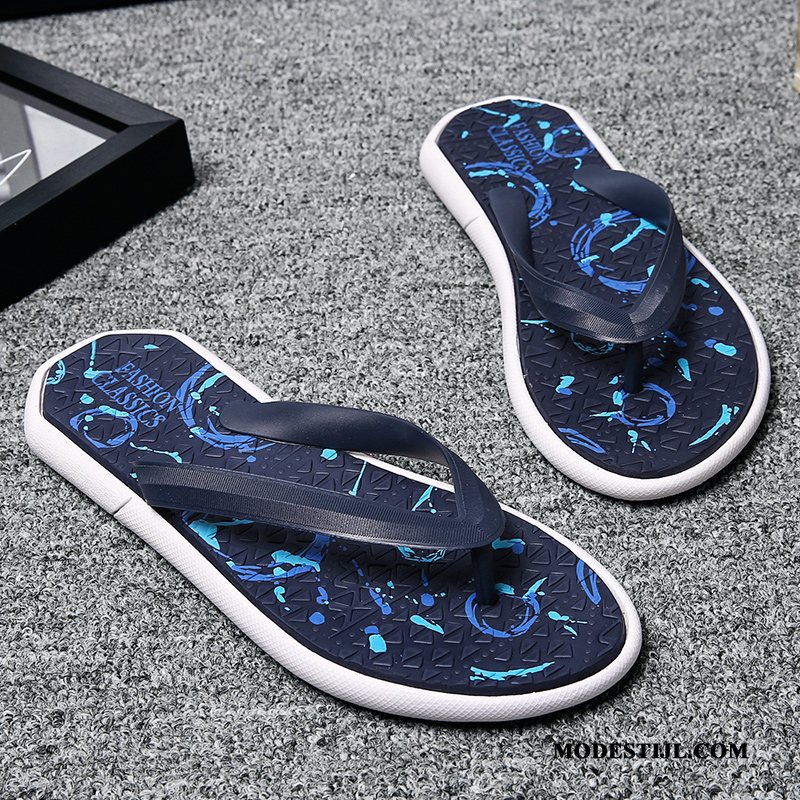 Heren Flip Flops Sale Outdoor Pantoffels Trend Mannen Zachte Zolen Blauw Zandkleur