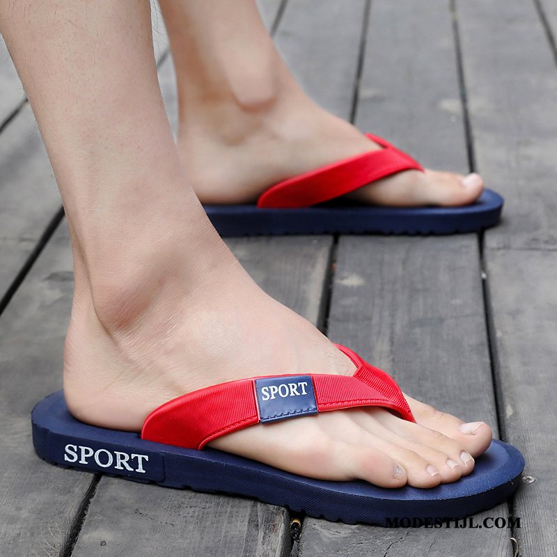 Heren Flip Flops Sale Pantoffels Alle Wedstrijden Slipper Massage Zomer Zandkleur Rood Zwart