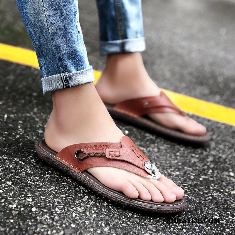 Heren Flip Flops Sale Pantoffels Persoonlijk Trend Zomer Mannen Blauw Zandkleur