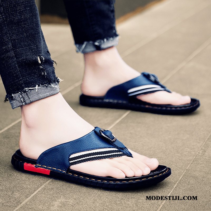 Heren Flip Flops Sale Persoonlijk Mannen Sandaal Slipper Pantoffels Blauw Zandkleur