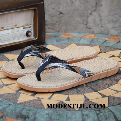 Heren Flip Flops Sale Slippers Schoenen Pantoffels Mannen Outdoor Blauw Zandkleur