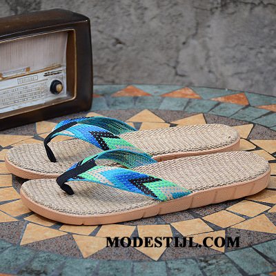 Heren Flip Flops Sale Slippers Schoenen Pantoffels Mannen Outdoor Blauw Zandkleur