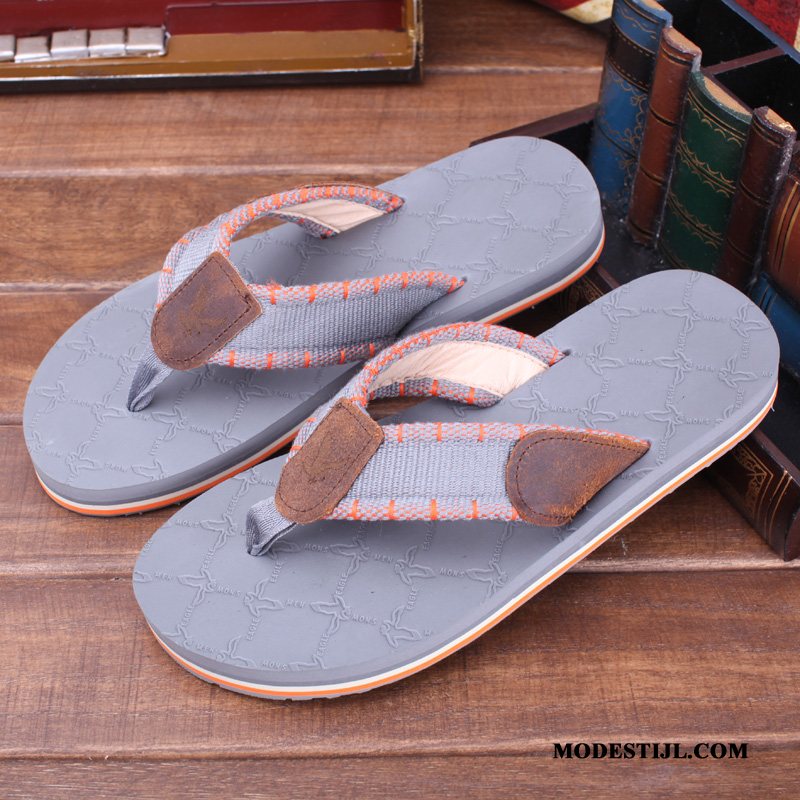 Heren Flip Flops Sale Zomer Casual Rubber Antislip Slipper Zandkleur Grijs