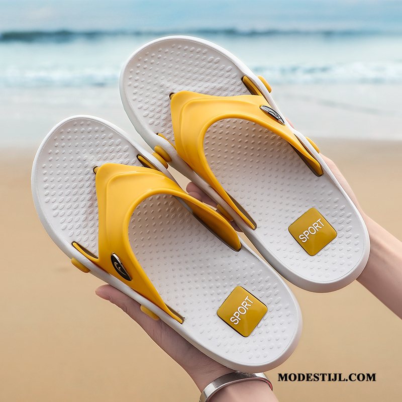 Heren Flip Flops Winkel Alle Wedstrijden Brits Trend Slipper Pantoffels Zandkleur Zwart