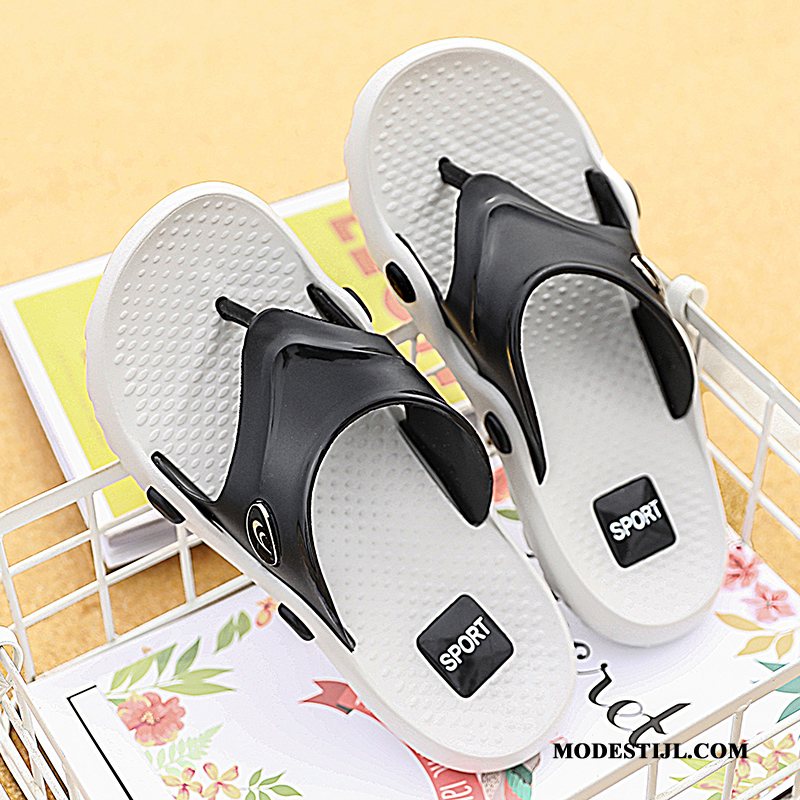 Heren Flip Flops Winkel Alle Wedstrijden Brits Trend Slipper Pantoffels Zandkleur Zwart