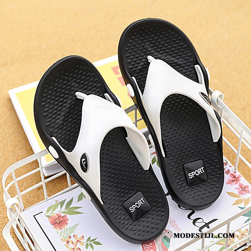 Heren Flip Flops Winkel Alle Wedstrijden Brits Trend Slipper Pantoffels Zandkleur Zwart