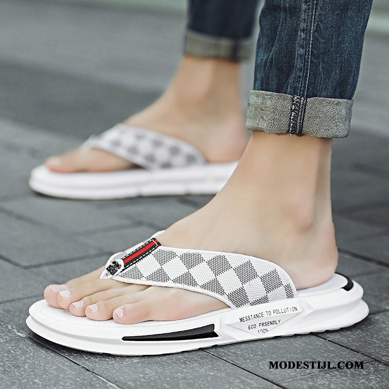 Heren Flip Flops Winkel Sandaal Persoonlijk Outdoor Trend Bovenkleding Zandkleur Wit