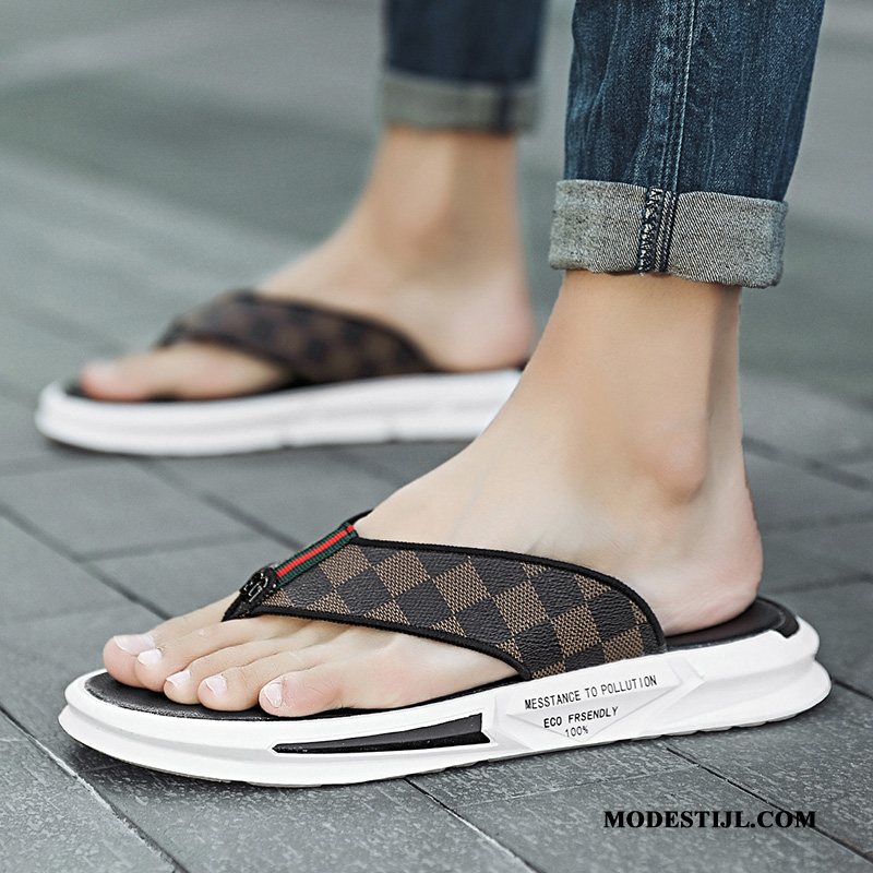 Heren Flip Flops Winkel Sandaal Persoonlijk Outdoor Trend Bovenkleding Zandkleur Wit