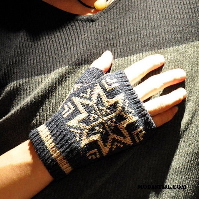 Heren Handschoenen Goedkoop Student Winter Breien Mannen Pluche Zwart