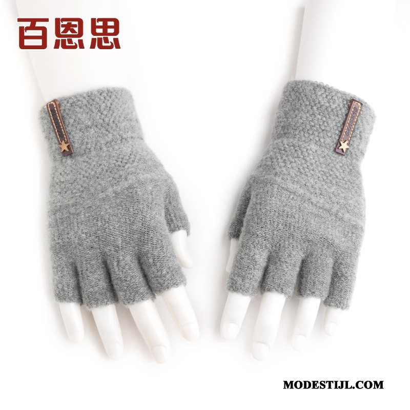 Heren Handschoenen Korting Winter Koude Halve Vinger Mannen Blijf Warm Blauw