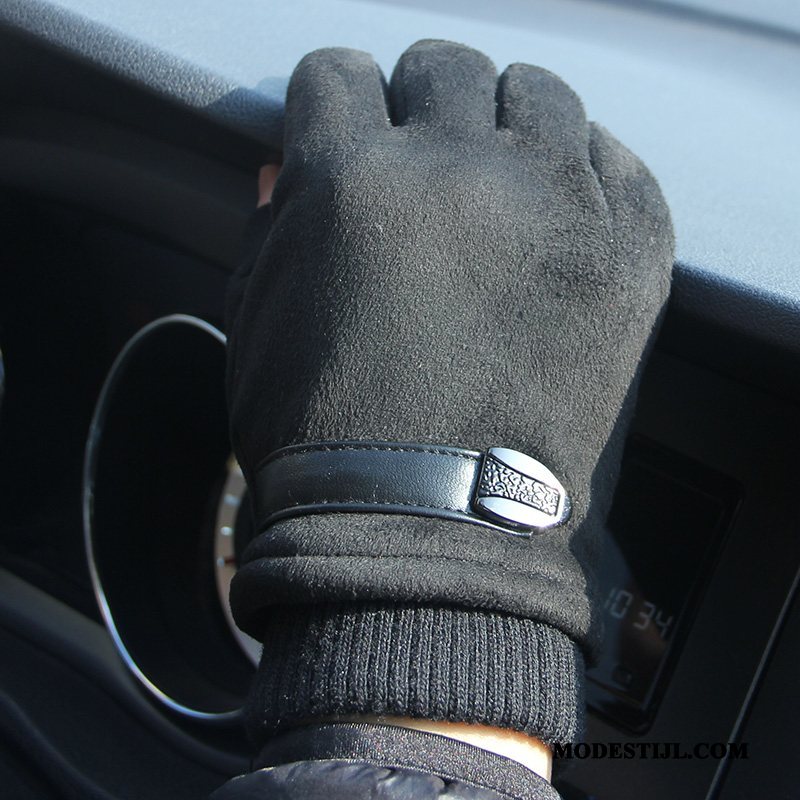 Heren Handschoenen Sale Winter Halve Vinger Autorijden Van Katoen Groot Grijs