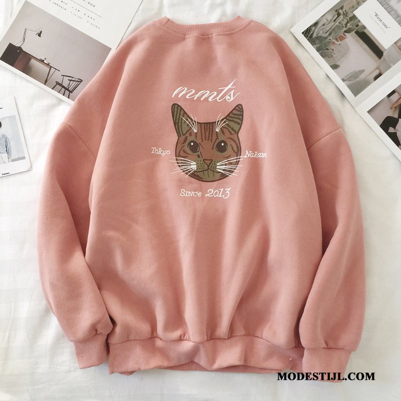 Heren Hoodies Sale Bedrukken Lovers Kat Pullover Trend Grijs