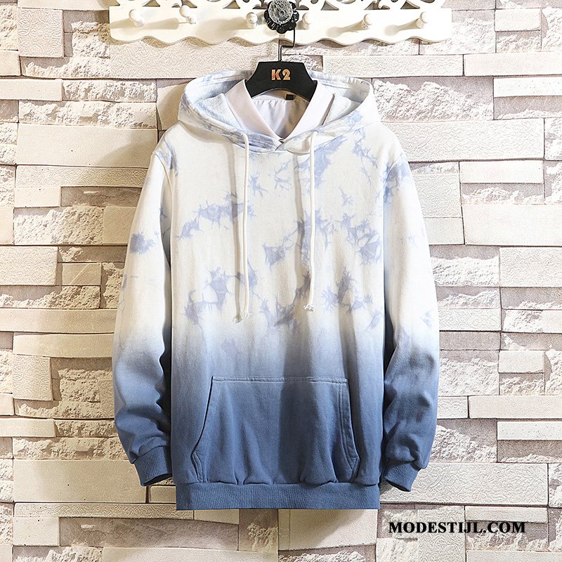 Heren Hoodies Sale Nieuw Lange Mouwen Herfst Trend Dunne Kleurverloop Blauw