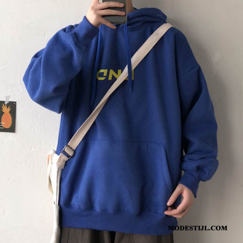 Heren Hoodies Sale Trend Losse Mannen Casual Student Blauw