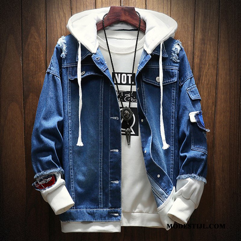 Heren Jassen Kopen Trendy Merk Student Mannen Jack Cargo Blauw Licht