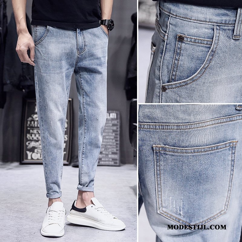 Heren Jeans Goedkoop Dunne Slim Fit Trendy Merk Mannen Elastiek Blauw Licht