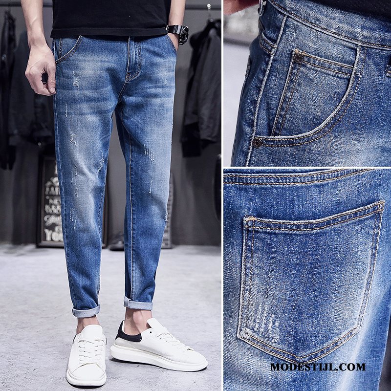 Heren Jeans Goedkoop Dunne Slim Fit Trendy Merk Mannen Elastiek Blauw Licht