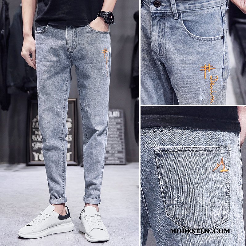 Heren Jeans Goedkoop Dunne Slim Fit Trendy Merk Mannen Elastiek Blauw Licht