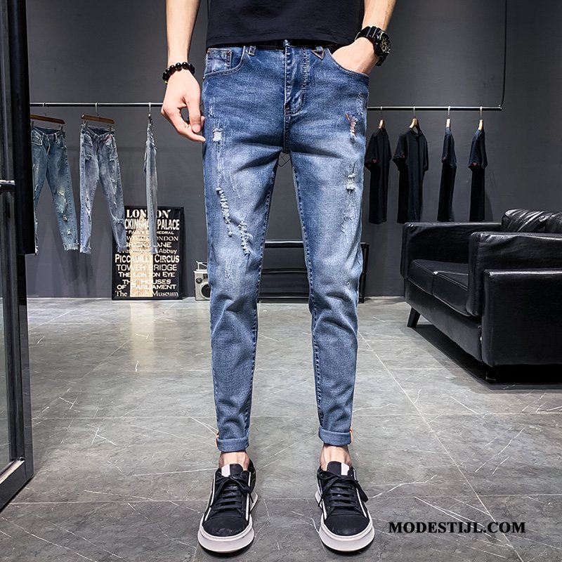 Heren Jeans Goedkoop Elastiek Trend Spijkerbroek Jeans Voorjaar Mannen Blauw