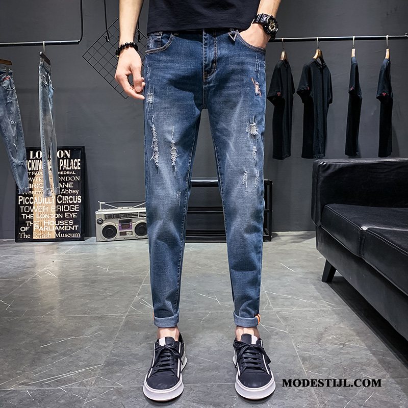 Heren Jeans Goedkoop Elastiek Trend Spijkerbroek Jeans Voorjaar Mannen Blauw