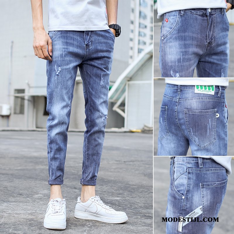 Heren Jeans Goedkoop Trend Slim Fit Trendy Merk Spijkerbroek Jeans Voorjaar Donkerblauw Licht