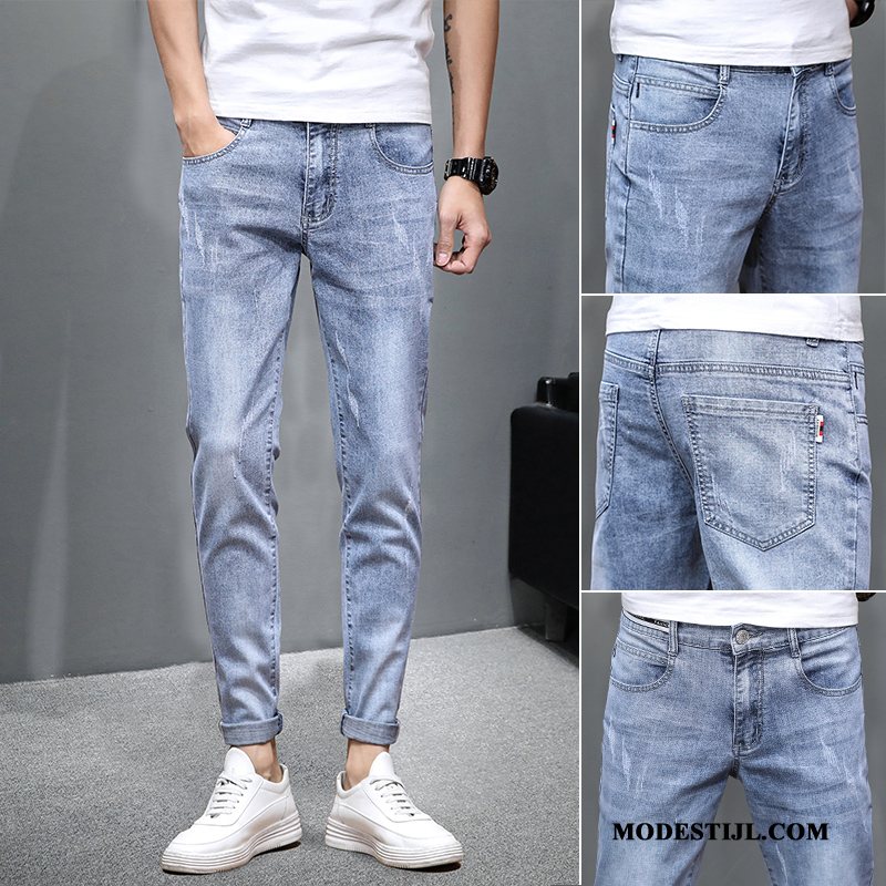 Heren Jeans Goedkoop Trend Slim Fit Trendy Merk Spijkerbroek Jeans Voorjaar Donkerblauw Licht