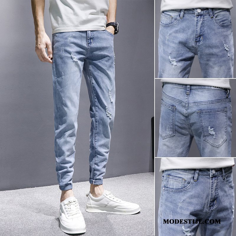 Heren Jeans Goedkoop Trend Slim Fit Trendy Merk Spijkerbroek Jeans Voorjaar Donkerblauw Licht