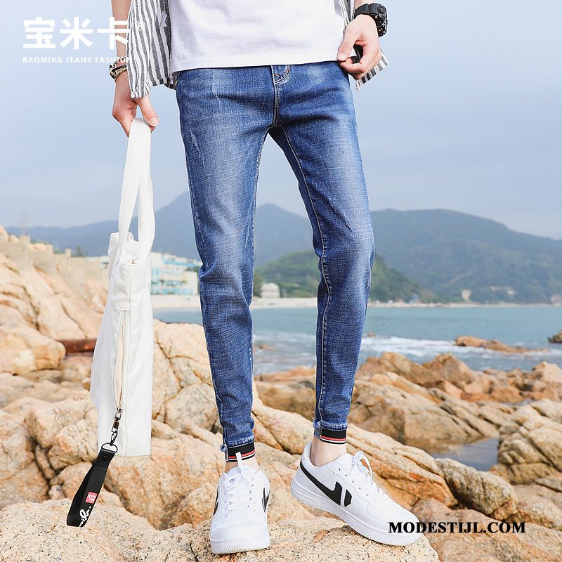 Heren Jeans Kopen Mannen Mini Casual Trend Trendy Merk Blauw