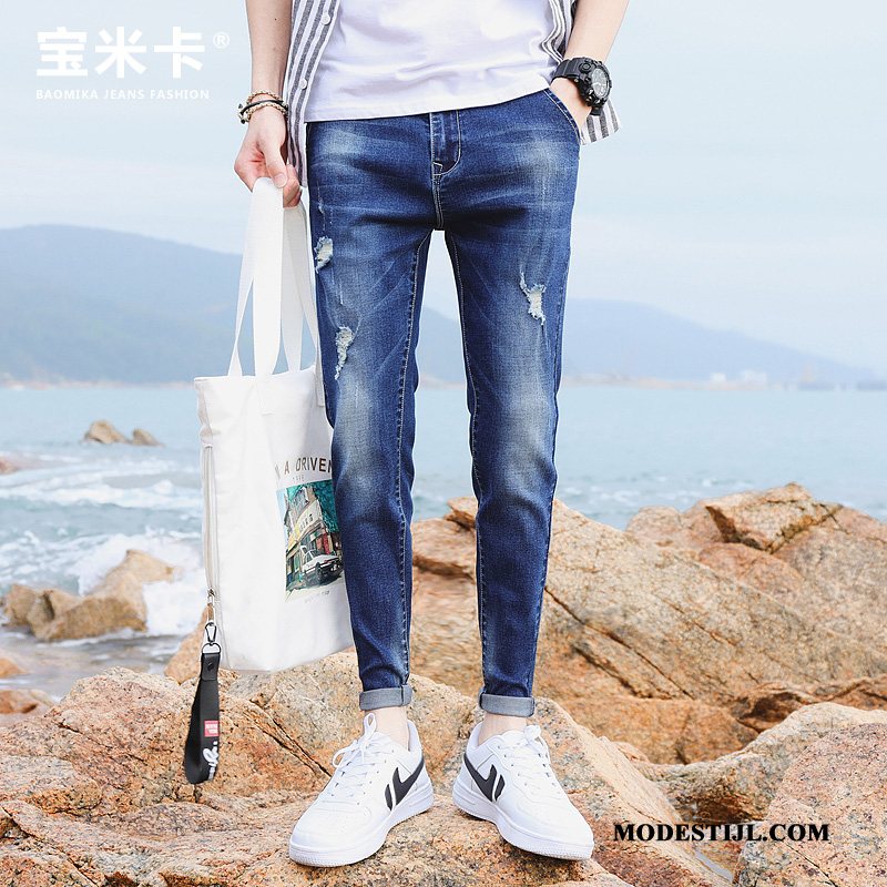 Heren Jeans Kopen Mannen Mini Casual Trend Trendy Merk Blauw