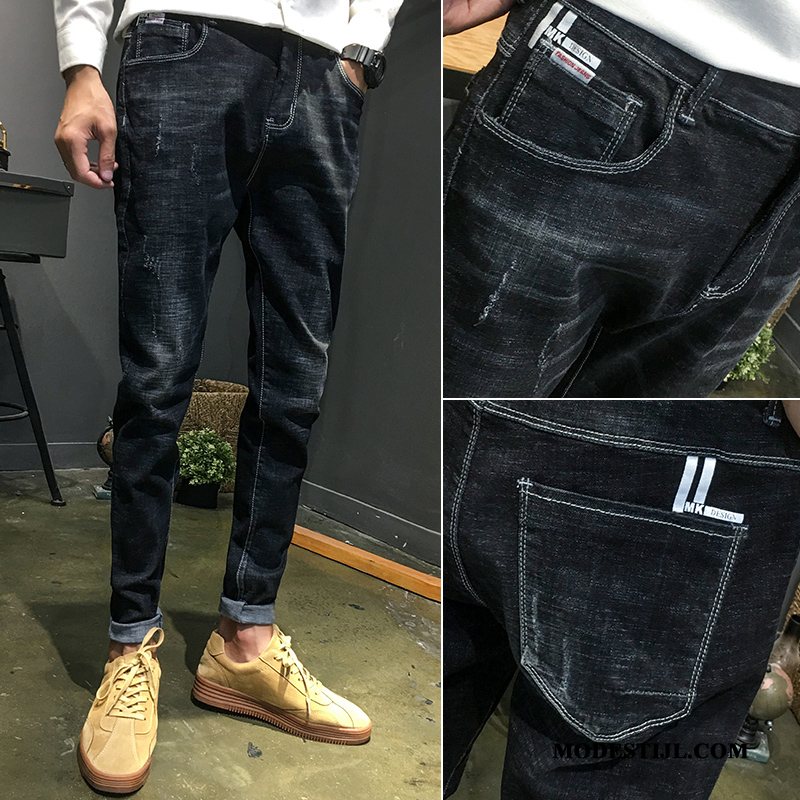 Heren Jeans Kopen Nieuw Rechtdoor Mini Slim Fit Trendy Merk Blauw