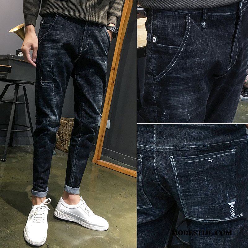 Heren Jeans Kopen Nieuw Rechtdoor Mini Slim Fit Trendy Merk Blauw