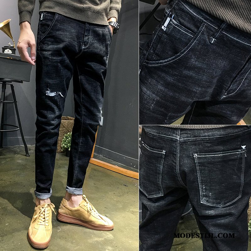 Heren Jeans Kopen Nieuw Rechtdoor Mini Slim Fit Trendy Merk Blauw