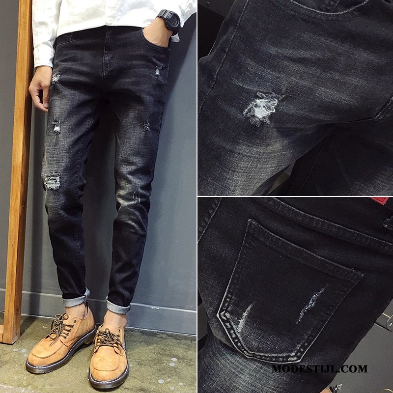 Heren Jeans Kopen Nieuw Rechtdoor Mini Slim Fit Trendy Merk Blauw