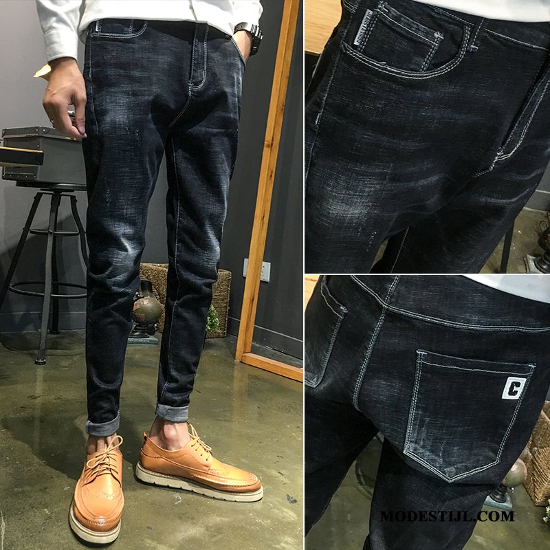 Heren Jeans Kopen Nieuw Rechtdoor Mini Slim Fit Trendy Merk Blauw